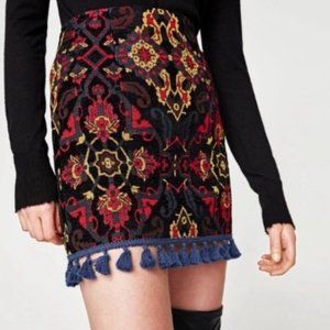 Zara Black Tapestry Mini Skirt